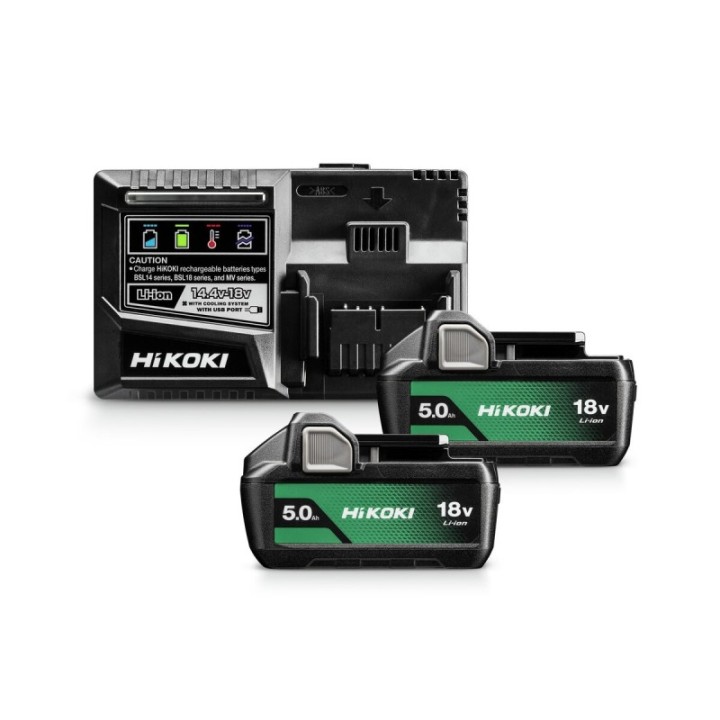 HiKOKI UC18YSL3WKZ Σετ Φόρτισης 18V 2x BSL1850MA 5.0Ah + Ταχυφορτιστής UC18YSL3