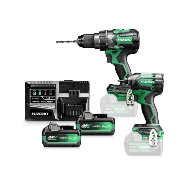 HiKOKI KC18DCWAZ Combo Set 18V Brushless Δραπανοκατσάβιδο DS18DC + Παλμικό WH18DC (2x MultiVolt  φορτιστής  θήκη HSC III)