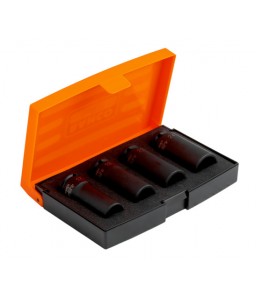 K7806M/S4 1/2" καρέ βαθύ κρουστικά σετ καρυδάκια in Case μετρικό εξάγωνο προφίλ και φωσφατωμένα - 4 τεμάχια BAHCO