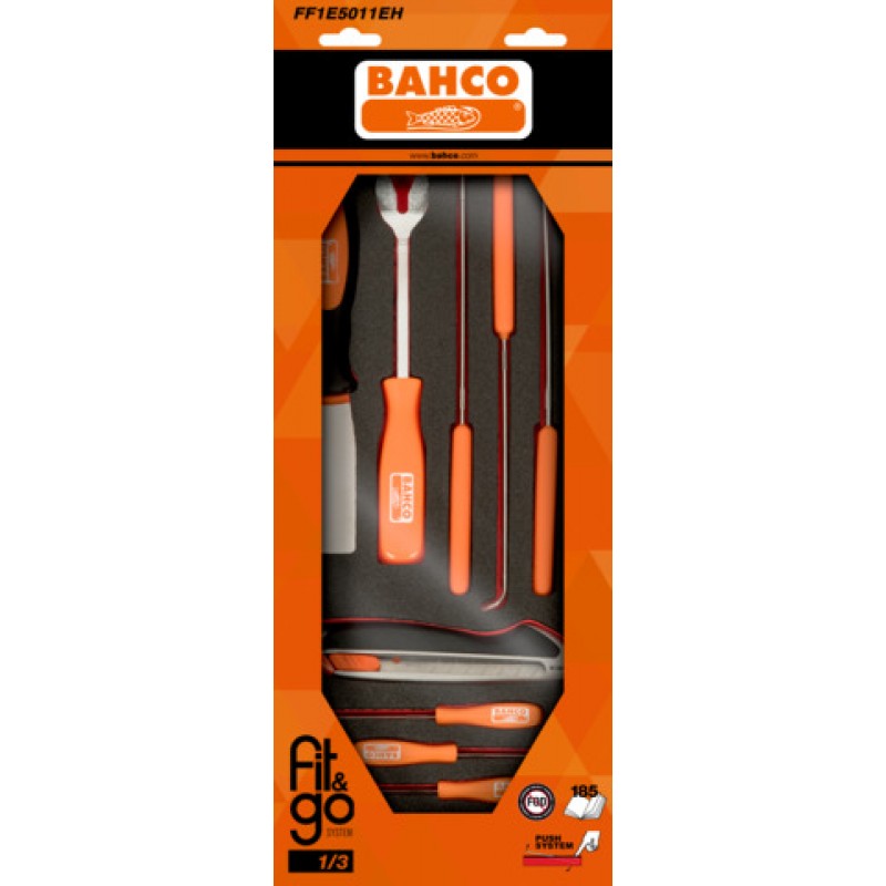 FF1E5011EH FitandGo 1/3 αφρώδες ένθετο σουβλιά, άγγιστρα και μαχαίρι - 11 τεμάχια συσκευασία λιανικής BAHCO