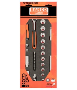 FF1E2504EH FitandGo 1/3 αφρώδες ένθετο  1/4" και 3/8" σετ καρυδάκια - 33 τεμάχια συσκευασία λιανικής BAHCO