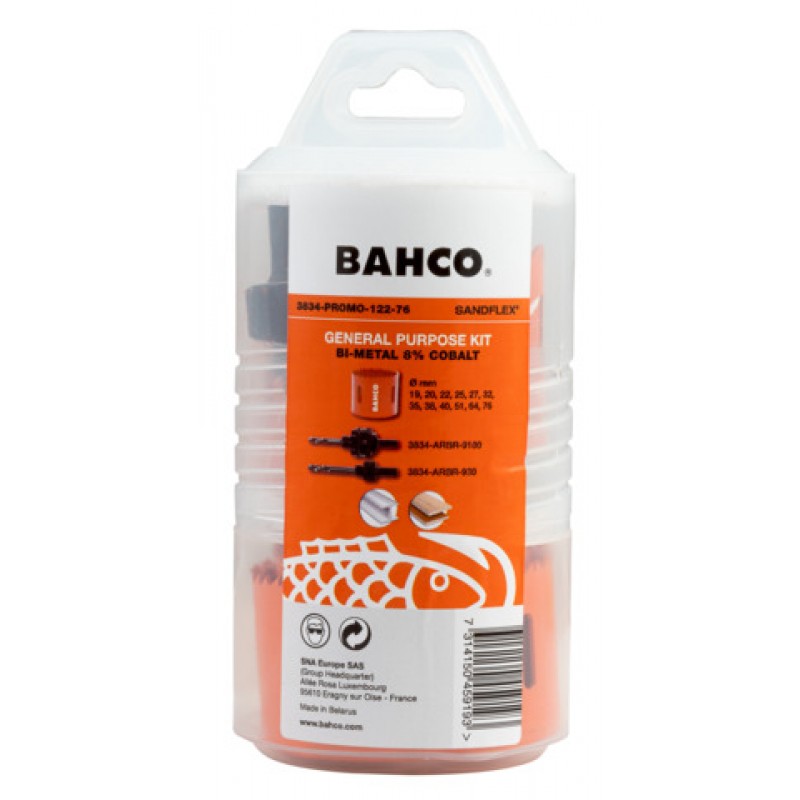 3834-PROMO-122-76 Sandflex® σετ διμεταλλικά ποτηροτρύπανα 19 mm-76 mm - 14 τεμάχια BAHCO