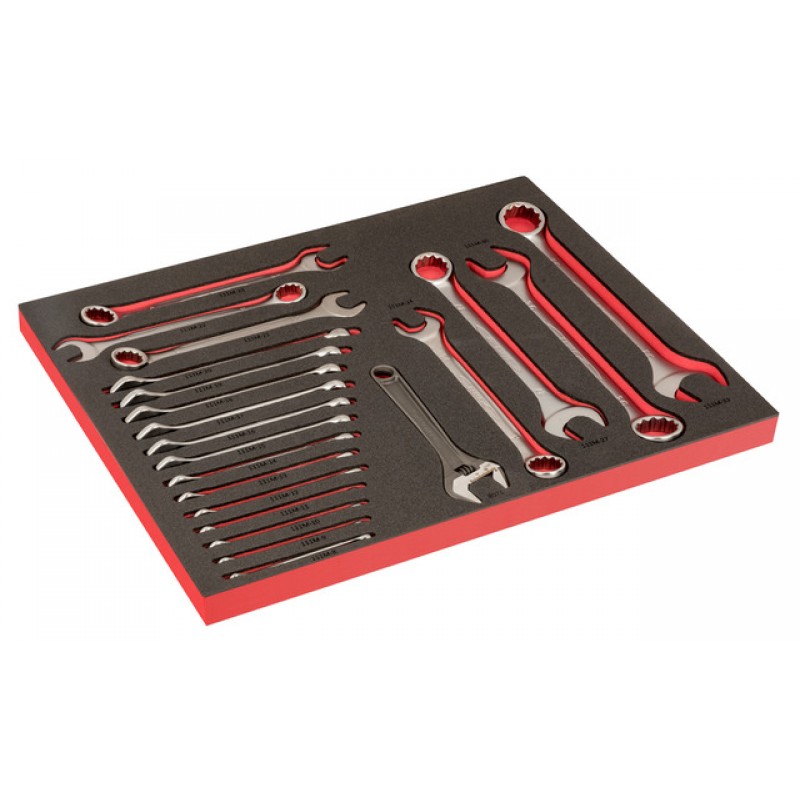 FF1A220LM FitandGo 3/3 αφρώδη ένθετα με χάραξη laser γερμανοπολύγωνα κλειδιά σετ και Ρυθμιζόμενο κλειδί (γαλλικό) - 21 τεμάχια BAHCO