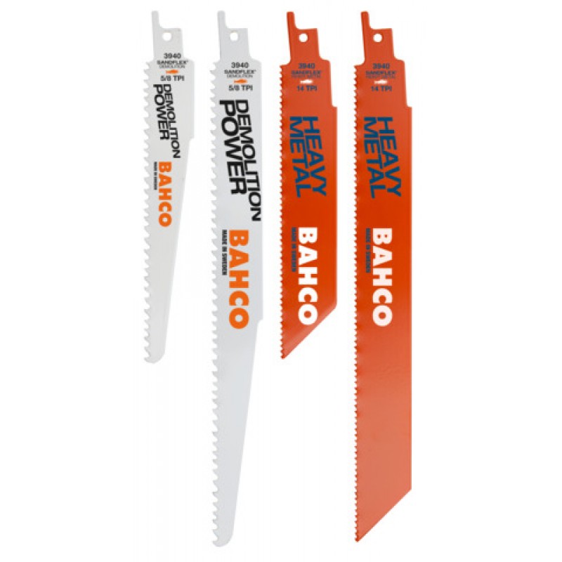 3940-HDD-SET-5P Sandflex® διμεταλλική λάμα σπαθόσεγας σετ για βαριά μέταλλα και διάλυση - 5 τεμάχια BAHCO