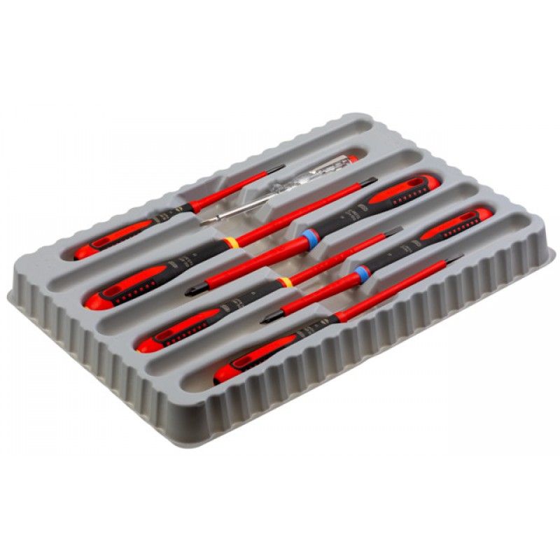 BE-9889S ERGO™ VDE μονωμένα ίσια και Pozidriv κατσαβίδια σετ με 3-υλικών χειρολαβή - 7 τεμάχια BAHCO