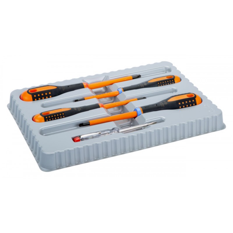 BE-9885S ERGO™ VDE μονωμένα ίσια, Phillips και Pozidriv Combi-μύτη κατσαβίδια σετ - 5 τεμάχια BAHCO
