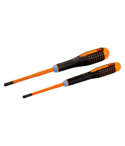 BE-9890SL ERGO™ σετ λεπτά VDE μονωμένα κατσαβίδια με 3-υλικών χειρολαβή για ηλεκτρολογικές σχάρες και τερματικά - 2 τεμάχια BAHCO