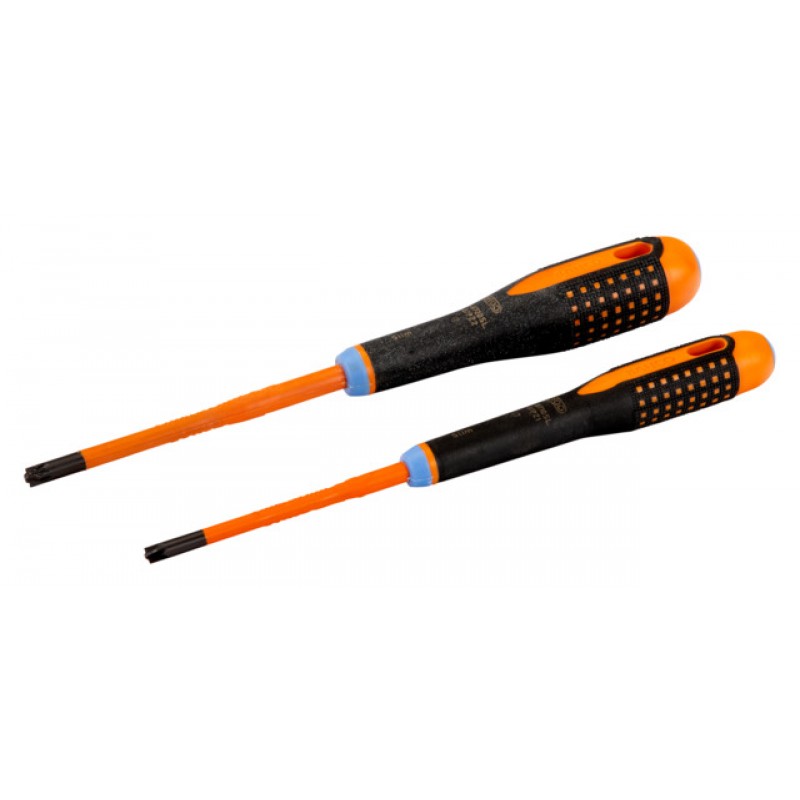 BE-9890SL ERGO™ σετ λεπτά VDE μονωμένα κατσαβίδια με 3-υλικών χειρολαβή για ηλεκτρολογικές σχάρες και τερματικά - 2 τεμάχια BAHCO