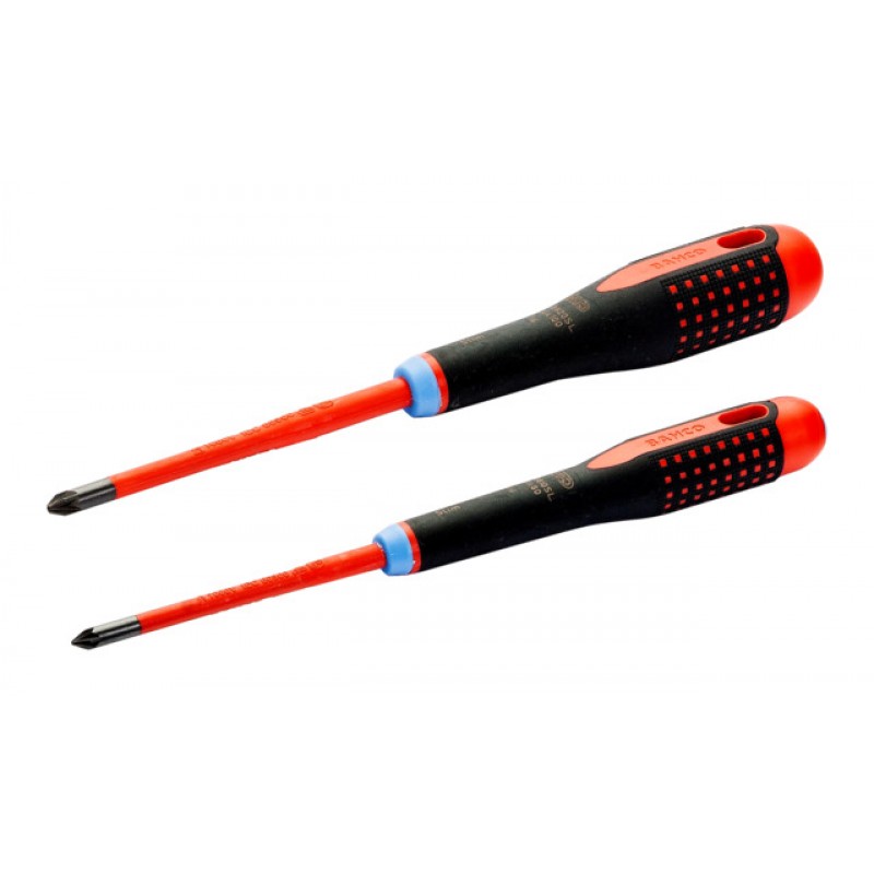 BE-9894SL ERGO™ σετ λεπτά VDE μονωμένα Pozidriv κατσαβίδια με 3-υλικών χειρολαβή - 2 τεμάχια BAHCO