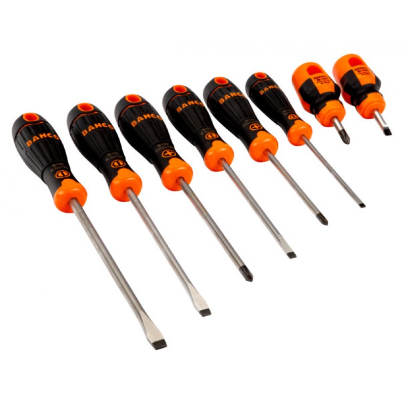 B219.008 BahcoFit ίσια/Phillips κατσαβίδια σετ με λαστιχένια χειρολαβή - 8 τεμάχια BAHCO