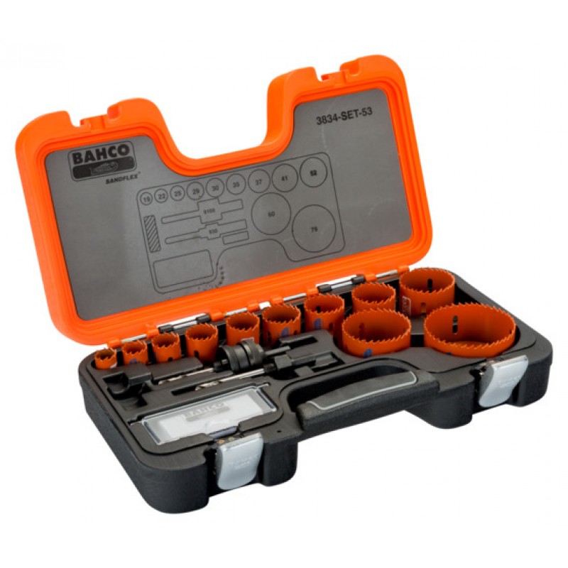 3834-SET-53 Sandflex® σετ διμεταλλικά ποτηροτρύπανα 19 mm-79 mm - 13 τεμάχια BAHCO