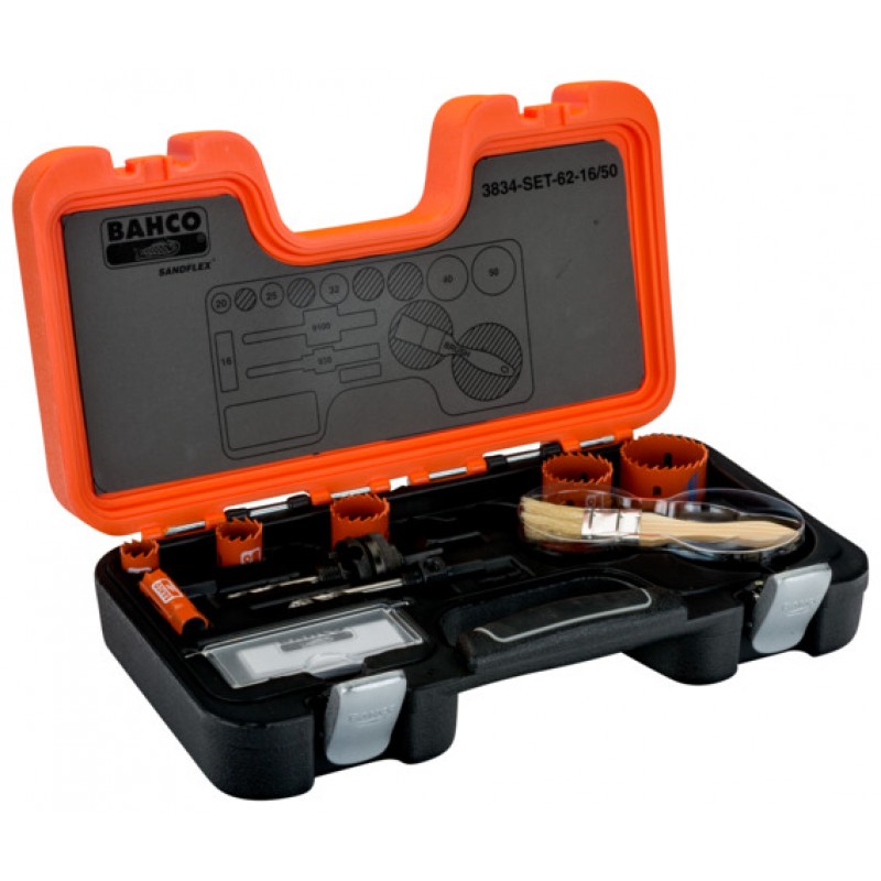 3834-SET-62-16/50 Sandflex® σετ διμεταλλικά ποτηροτρύπανα για μέταλλο/ξύλινες σανίδες 16 mm-50 mm - 8 τεμάχια BAHCO
