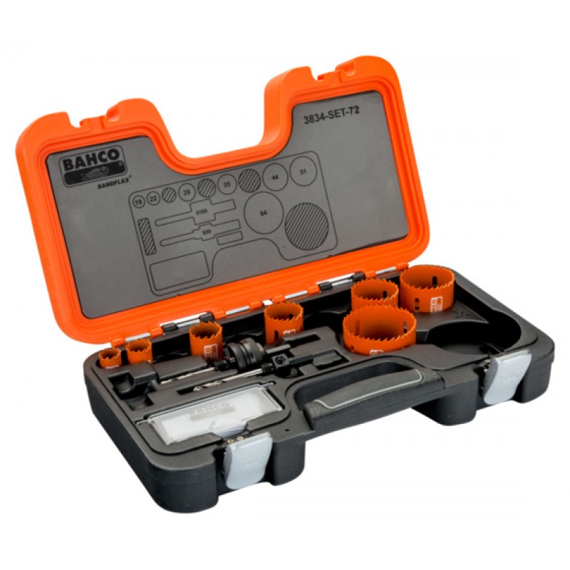 3834-SET-72 Sandflex® σετ διμεταλλικά ποτηροτρύπανα 19 mm-64 mm - 9 τεμάχια BAHCO