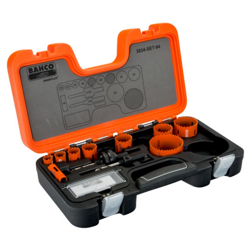 3834-SET-94 Sandflex® σετ διμεταλλικά ποτηροτρύπανα για μέταλλο/ξύλινες σανίδες 16 mm-67 mm - 11 τεμάχια BAHCO