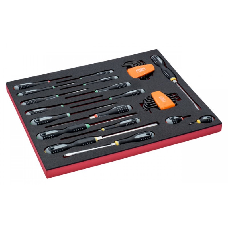 FF1A1003 FitandGo 3/3 αφρώδες ένθετο L-κλειδιά/ίσια/Phillips/Pozidriv/TORX κατσαβίδια σετ - 34 τεμάχια BAHCO