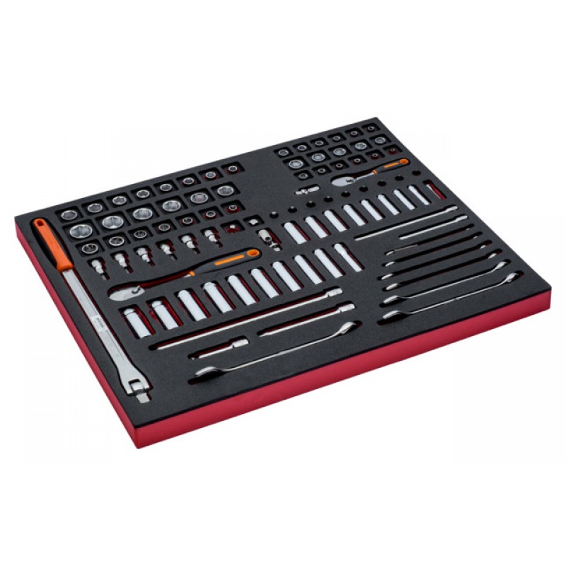 FF1A5003 FitandGo 3/3 αφρώδες ένθετο 1/4" + 3/8" καρυδάκια και γερμανοπολύγωνα κλειδιά σετ - 91 τεμάχια BAHCO