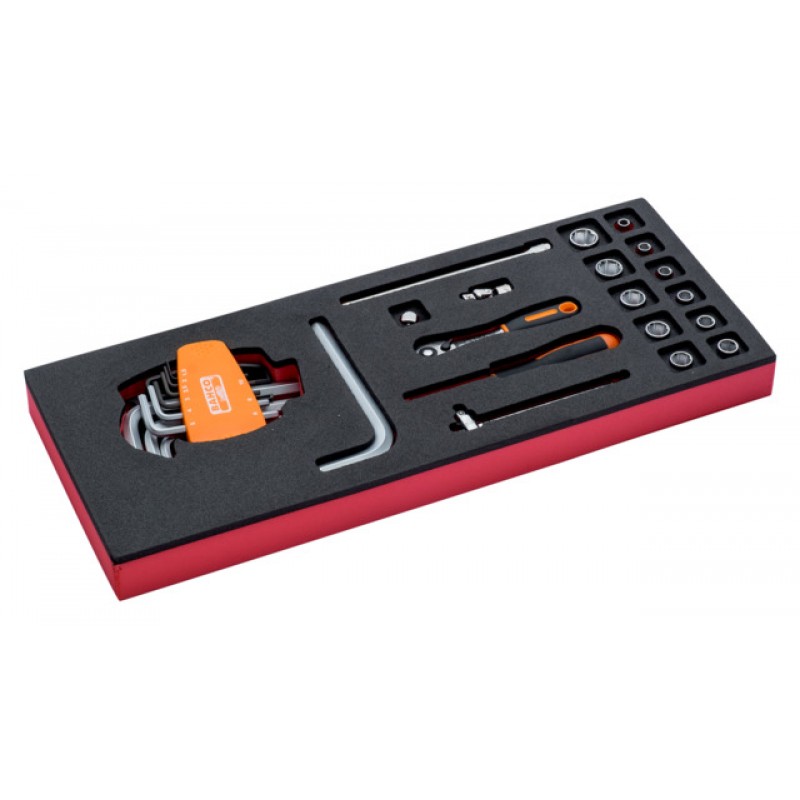 FF1E2003 FitandGo 1/3 αφρώδες ένθετο 1/4" καρυδάκια και καστάνια με κεφάλι αχλάδι σετ - 19 τεμάχια BAHCO