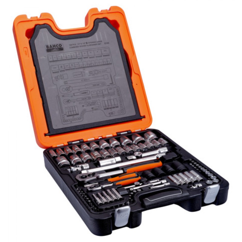 S106 1/4" και 1/2" καρέ σετ καρυδάκια με Σετ Γερμανοπολύγωνα/Γωνιακά κλειδιά BAHCO