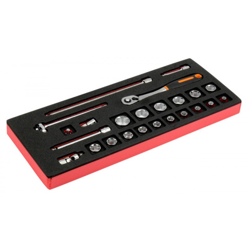 FF1E2101 FitandGo 1/3 αφρώδες ένθετο 3/8" καρυδάκια και καστάνια με κεφάλι αχλάδι σετ - 24 τεμάχια BAHCO