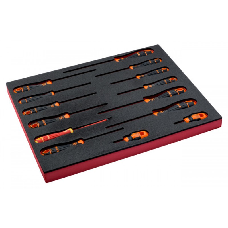 FF1F1009 FitandGo 2/3 αφρώδες ένθετο ίσια/Phillips/Pozidriv/TORX κατσαβίδια σετ - 14 τεμάχια BAHCO