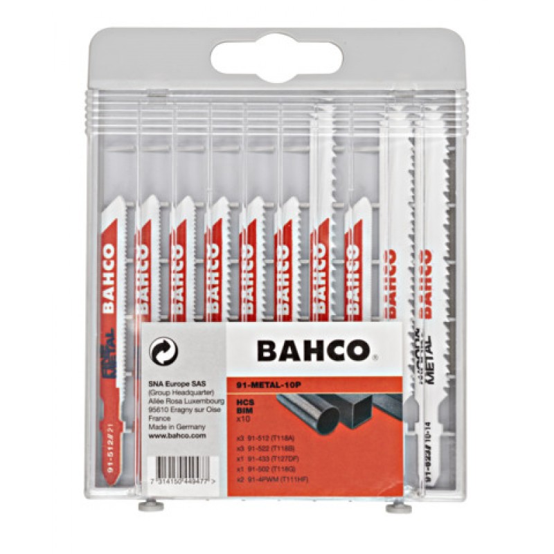 91-METAL-10P σέγας λεπίδα set για metal, 10 τεμάχια BAHCO