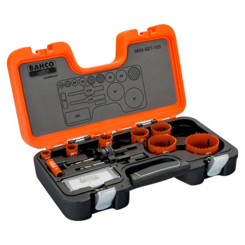 3834-SET-103 Sandflex® σετ διμεταλλικά ποτηροτρύπανα 16 mm-67 mm - 11 τεμάχια BAHCO