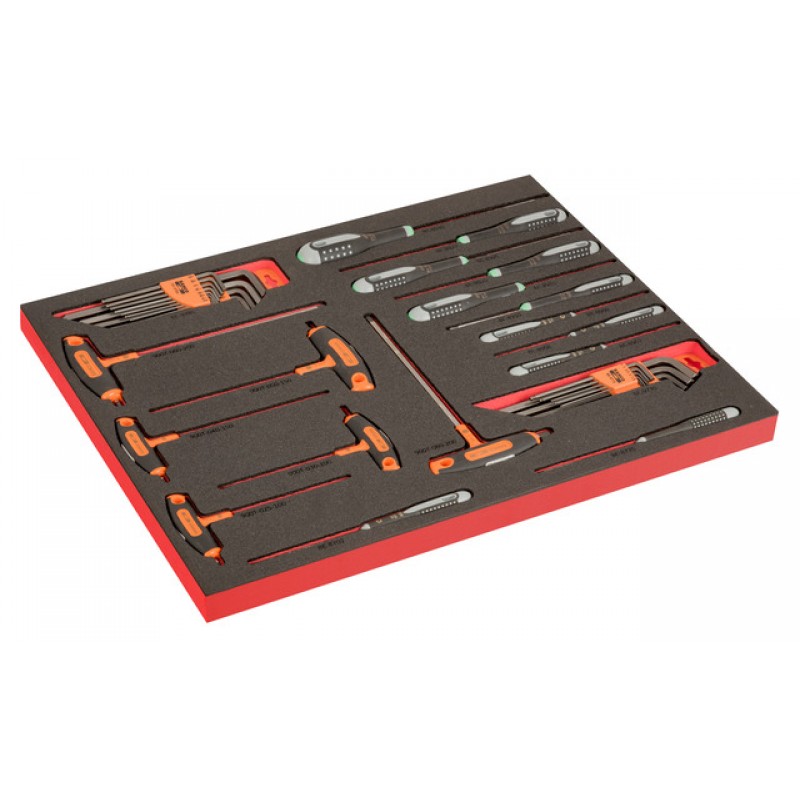 FF1A202LM FitandGo 3/3 αφρώδη ένθετα με χάραξη laser ERGO κατσαβίδια, T-χειρολαβή κατσαβίδια και Γωνιακά κλειδιά - 39 τεμάχια BAHCO