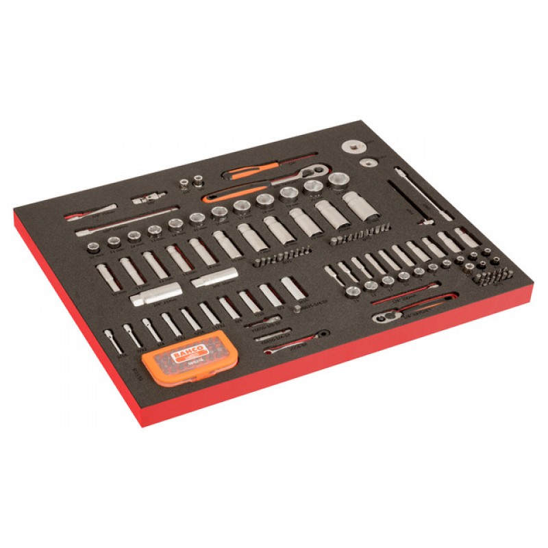 FF1A195LM FitandGo 3/3 αφρώδη ένθετα με χάραξη laser 1/2 και 1/4 σετ καρυδάκια και σετ μύτες - 139 τεμάχια BAHCO