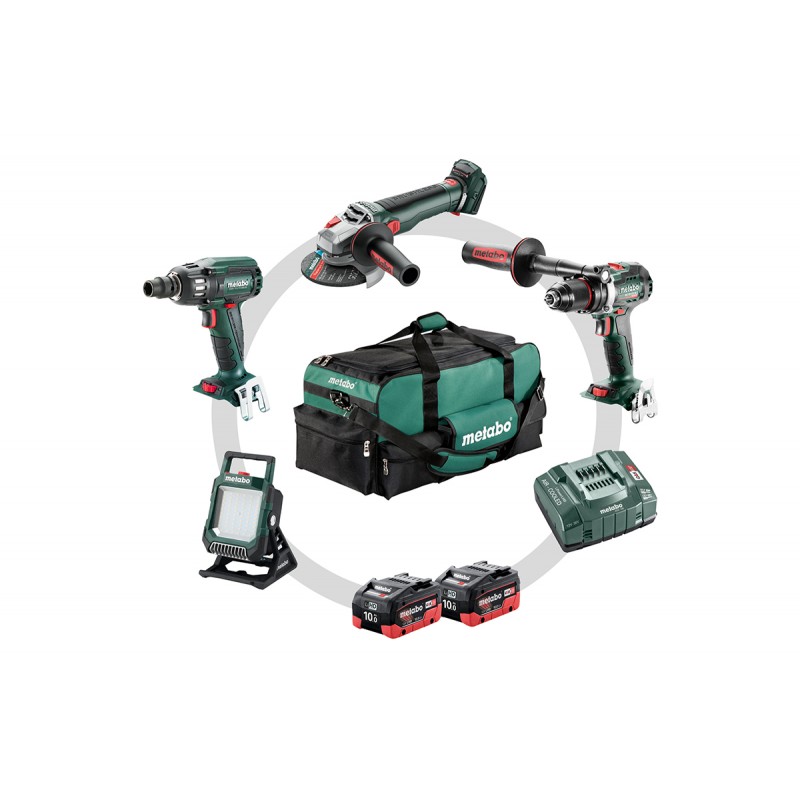 Metabo 18 V Combo Set Μπαταρίας 4.3.2 BS 18 LTX BL Q I + SSW 18 LTX 400 BL + WB 18 LT BL 11-125 Q + BSA 18 LED 4000