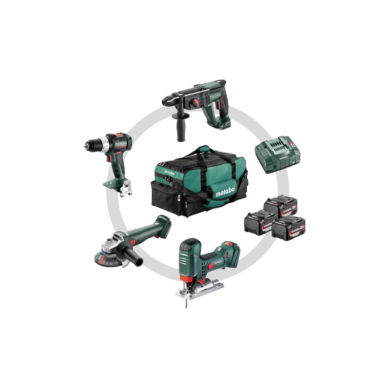 Metabo 18 Volt Combo Set Μπαταρίας 4.3  SB 18 LT BL + W 18 L 9-125 Quick + KH 18 LTX 24 + STA 18 LTX 100