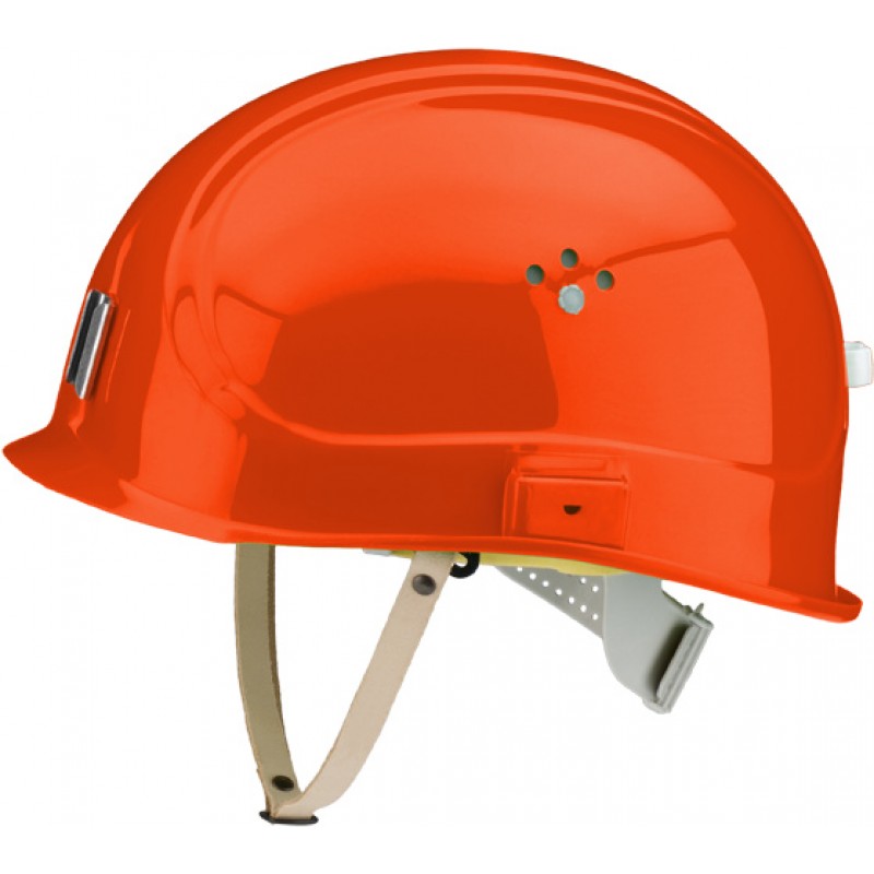 Canal Worker Helmet Kράνος Τάφρων ,Υπόγειων Στοών κοντό ράμφος , με άγγιστρο καλωδίου λάμπας και δερμάτινο υποσιάγωνο Καρμίνης Κόκκινο RAL 3002 VOSS