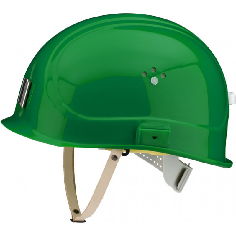 Canal Worker Helmet Kράνος Τάφρων ,Υπόγειων Στοών κοντό ράμφος , με άγγιστρο καλωδίου λάμπας και δερμάτινο υποσιάγωνο Μέντας Πράσινο RAL 6029 VOSS